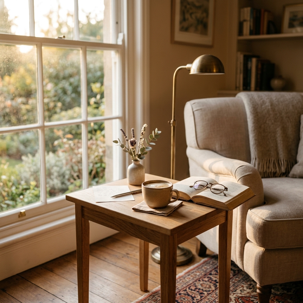 Atmosphärisches Wohnzimmer mit Morgenlicht