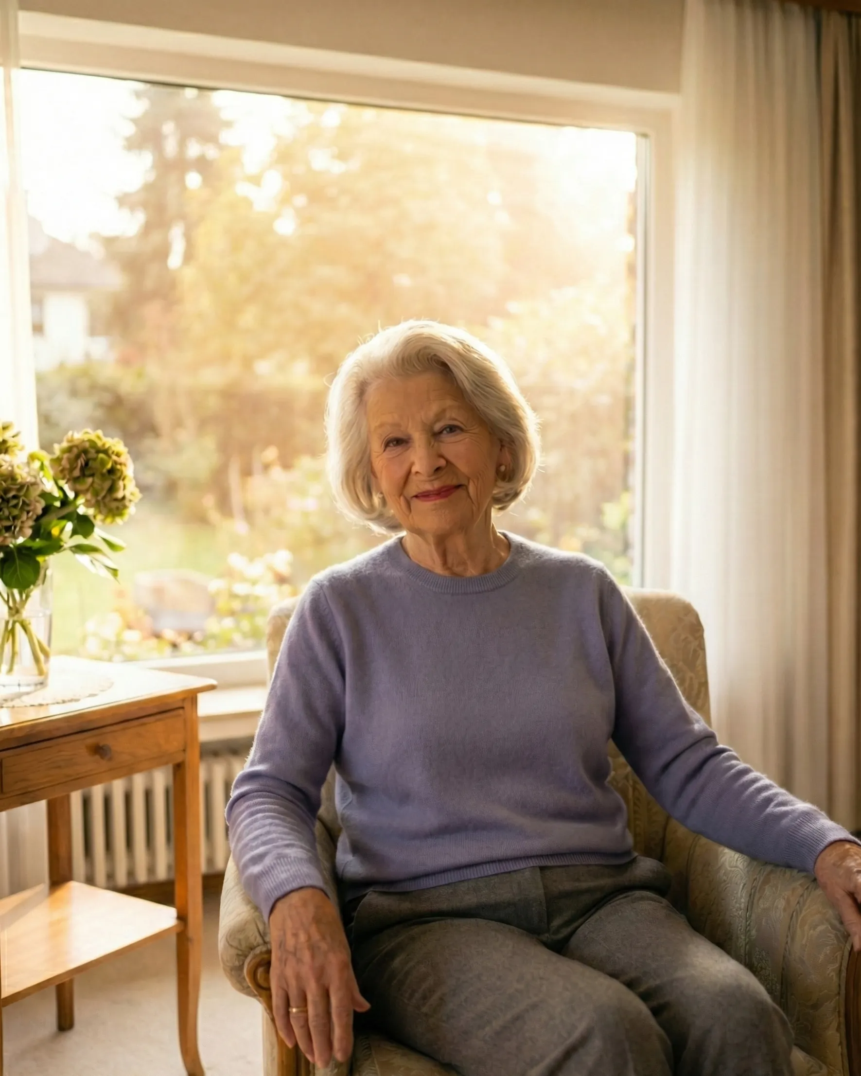 Seniorin empfindet Erleichterung und Geborgenheit